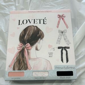 Loveté Kids Hair Bow Tying Set - Prima Ballerina Pink, White, Black